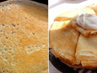 Блины на кипятке со сгущенкой