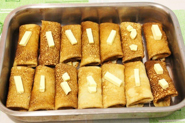 блины с мясом