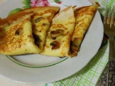 Блины с грибным припеком