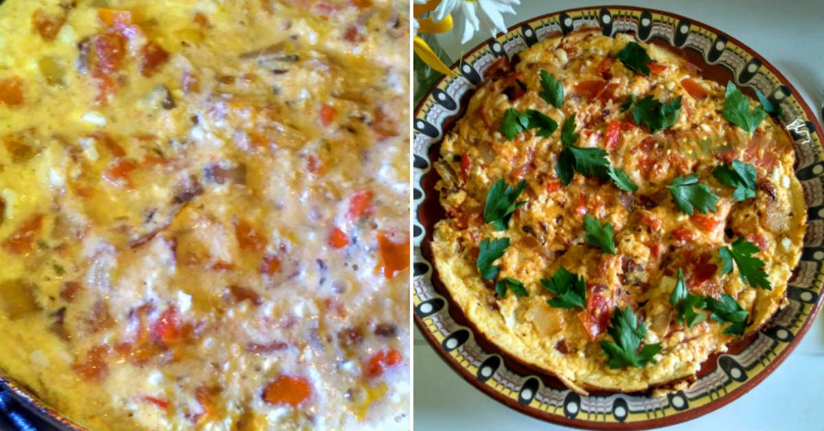 омлет с помидорами