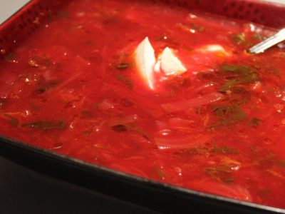 Борщ из двух видов мяса