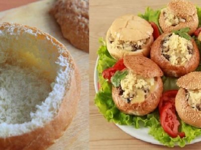 Булочки, фаршированные грибами и цветной капустой