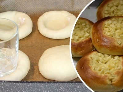 Булочки из дрожжевого теста с яблоками