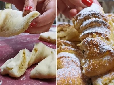 Нежные булочки-плетенки с ореховой начинкой