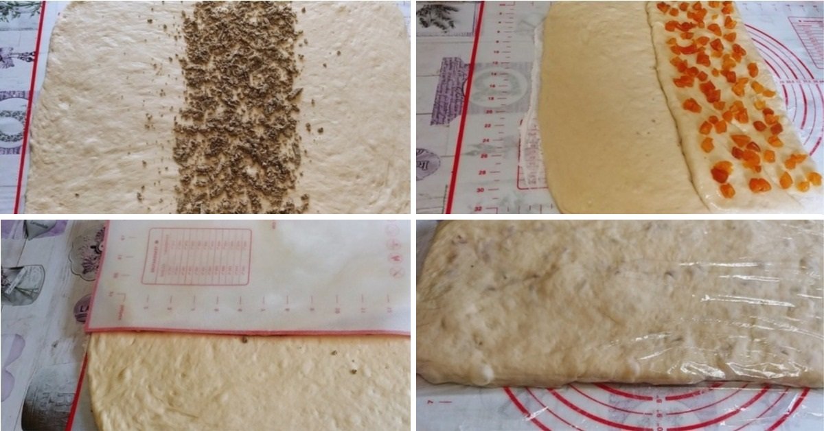 булочки с халвой и курагой