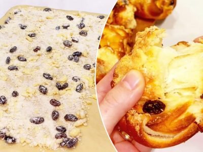 Мягкие булочки с изюмом и сахарной крошкой