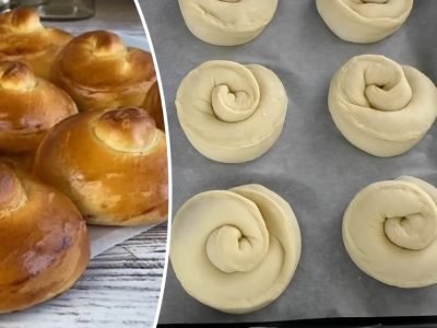 Мягкие булочки с вишней из дрожжевого теста на кефире