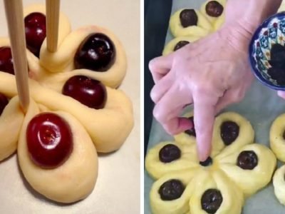 Булочки «Вишневые цветы»