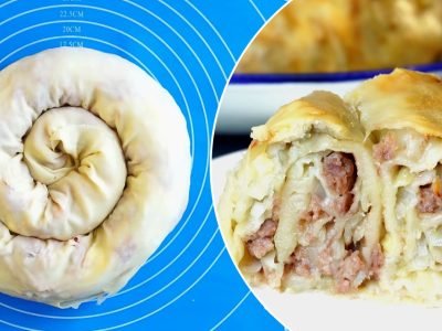 Румяная бурма с мясом и картофелем