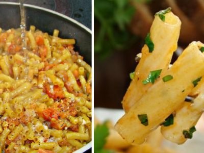 Быстрые макароны, тушенные в сковороде