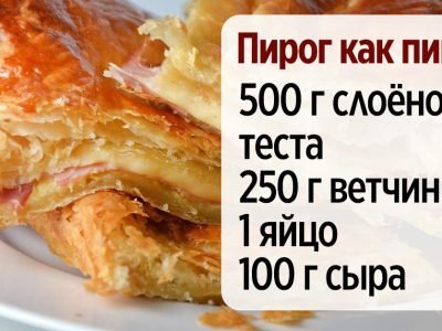 Быстрый пирог с ветчиной и сыром