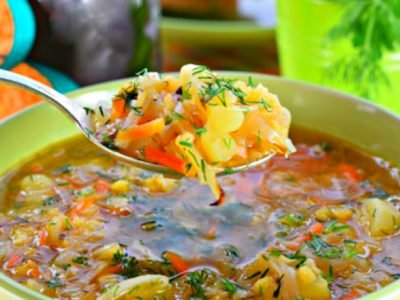 Чечевичный суп с квашеной капустой