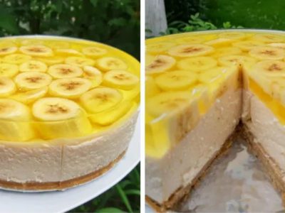 Тропический чизкейк с бананами и желе