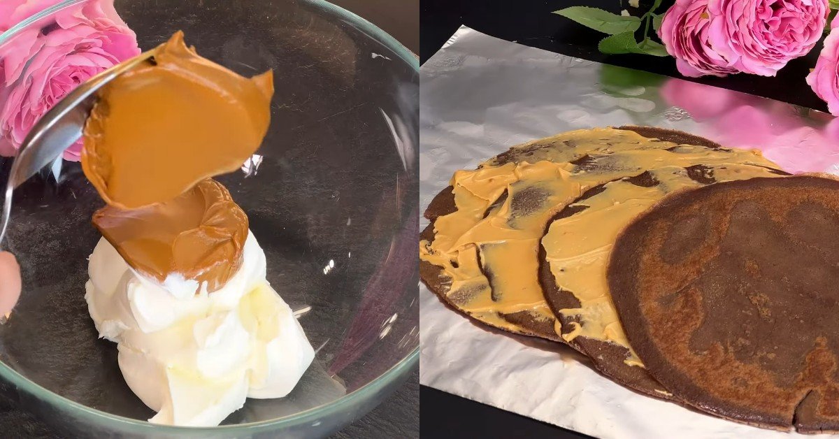 десерт из шоколадных блинов