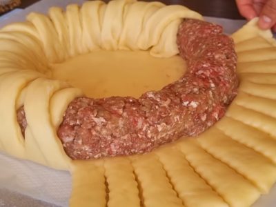 Дрожжевой пирог с мясом: пышное тесто и много начинки