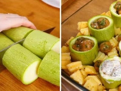 Фаршированные кабачки с картошкой в духовке