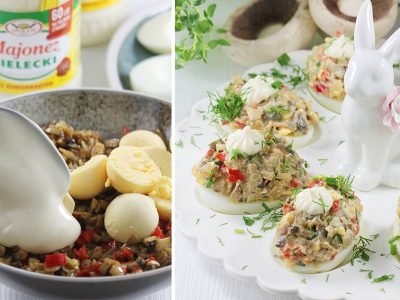 Фаршированные яйца с грибами