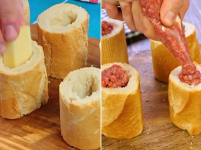 Фаршированный багет с мясом и сыром