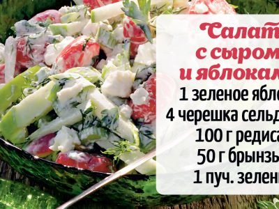 Французский салат с сыром и яблоками