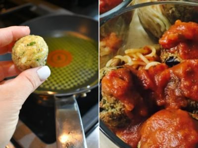 Фрикадельки из баклажана в томатном соусе