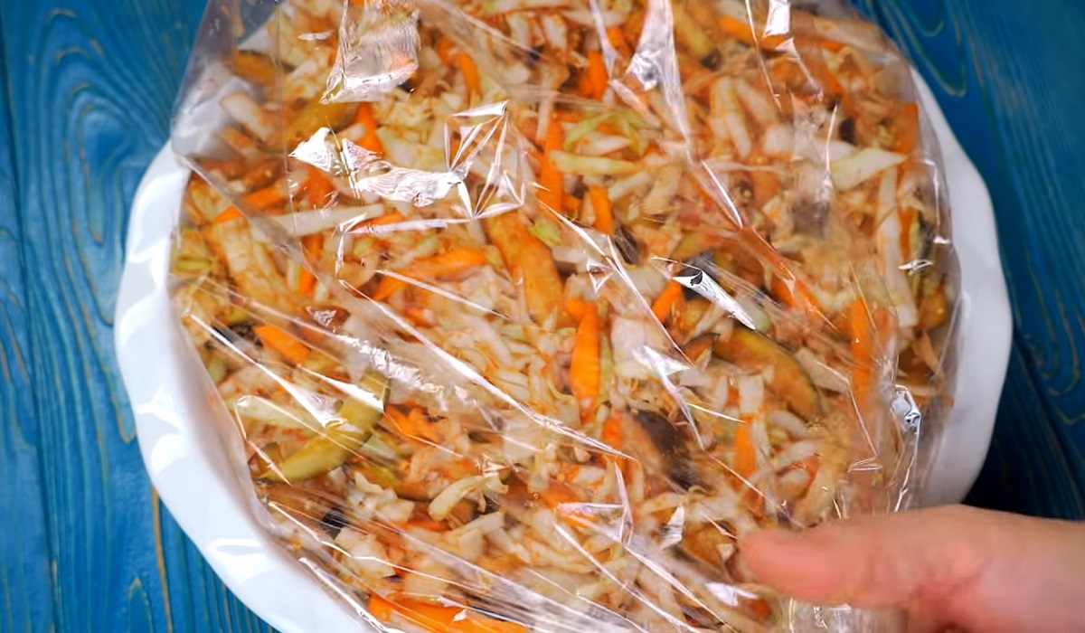 фрикадельки с овощами в пакете