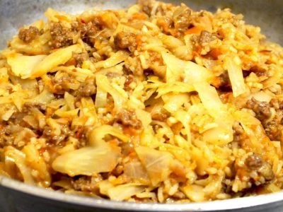 Ленивые голубцы с фаршем на сковороде