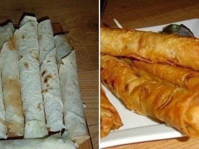 Горячая закуска из лаваша на сковороде