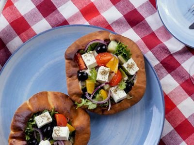 Греческий салат с баклажанами