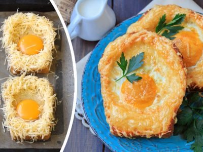 Гренки с яйцом и сыром в духовке