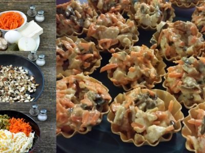 Грибной салат в тарталетках