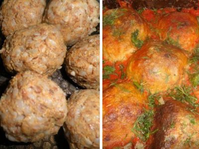 Грибные тефтели с гречкой