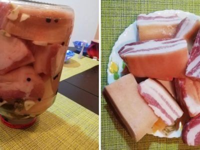 Грудинка в рассоле с чесноком