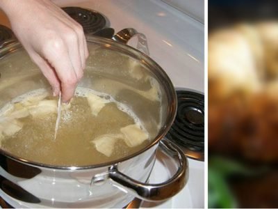 Хлебная запеканка с беконом и овощами