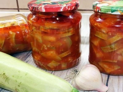 Кабачки с чесноком в томатном соке без стерилизации