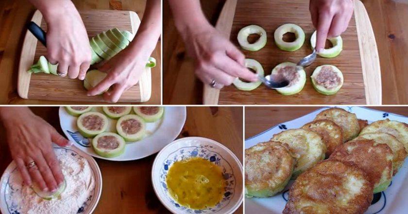 Кабачки с мясом в кляре
