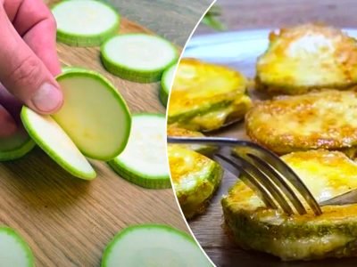 Кабачки с сырной начинкой на сковороде