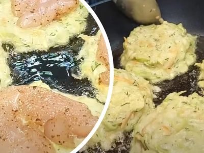 Пышные кабачковые оладьи с мясом