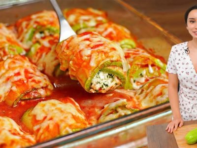 Кабачковые рулетики с творогом в духовке