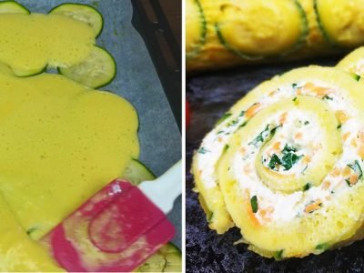 Кабачковый рулет с творожной начинкой