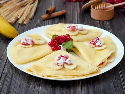 Как приготовить блины с бананом