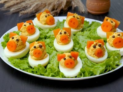 Как приготовить фаршированные яйца «Свинки»