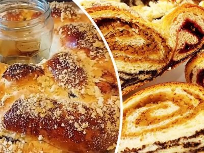 Калач с маком, орехами и вишней