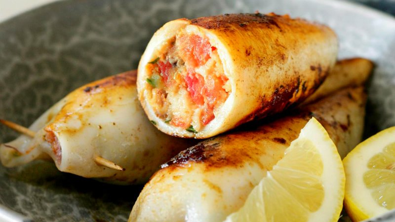 калмары на гриле