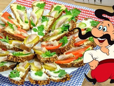 Канапе с селедкой по-запорожски