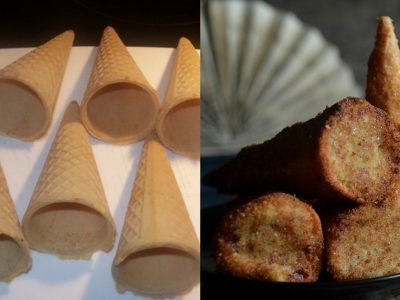 Капустные крокеты в вафельных трубочках