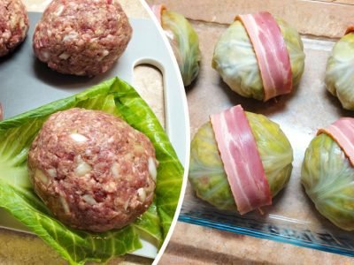 Капустные шарики с мясом в духовке