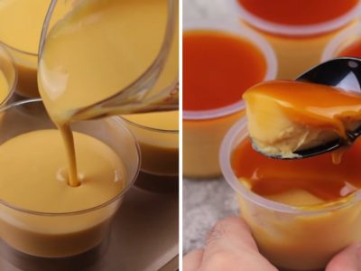 Kарамельный пудинг без выпечки в стакане