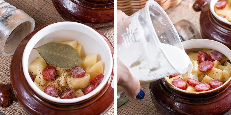 картофель с колбасками