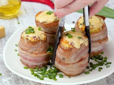 Картофель в беконе с сырной начинкой