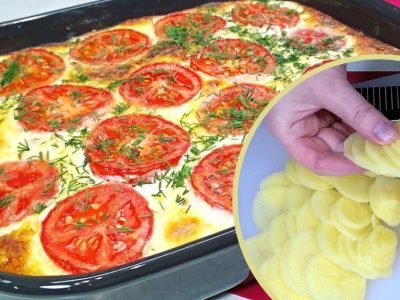 Картофельная тортилья с фетой и томатами